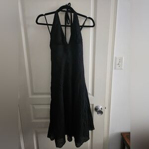 J. Crew Black Vintage Y2K Backless Halter Dress Sz 6